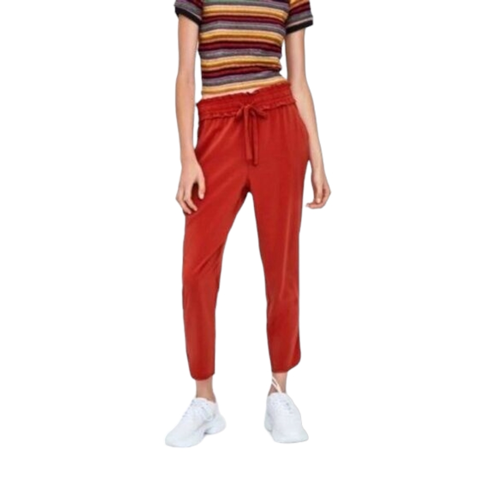Zara TRF Collection Rust Orange Paperbag Waist Pull On Pants Size XS - Picture 9 of 9